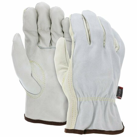 MCR SAFETY Gloves, Ind Grd Grain/Split Bk Key Thb Kvlar Swn, S, 12PK 32057S